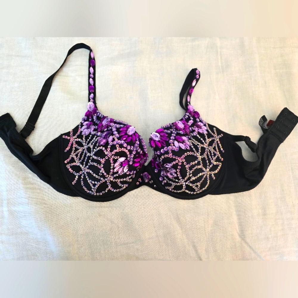 Bedazzled gemstone and sequences bra